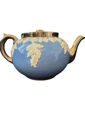 Vintage Gibson Staffordshire England Blue Teapot